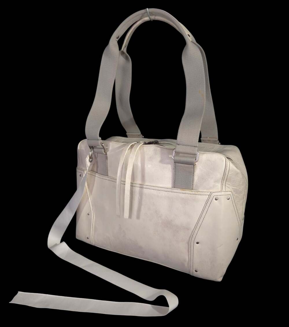 Rick Owens Leather Tote Shoulder Bag Unisex Off White Distressed $1850